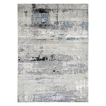 Load image into Gallery viewer, 9&#39;x11&#39;10&quot; Shades of Gray, Wool and Silk, Hand Knotted, Modern Abstract Design, Oriental Rug FWR60018