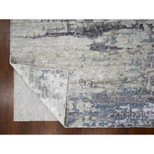 Load image into Gallery viewer, 9&#39;x11&#39;10&quot; Shades of Gray, Wool and Silk, Hand Knotted, Modern Abstract Design, Oriental Rug FWR60018