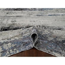 Load image into Gallery viewer, 9&#39;x11&#39;10&quot; Shades of Gray, Wool and Silk, Hand Knotted, Modern Abstract Design, Oriental Rug FWR60018