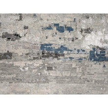 Load image into Gallery viewer, 9&#39;x11&#39;10&quot; Shades of Gray, Wool and Silk, Hand Knotted, Modern Abstract Design, Oriental Rug FWR60018