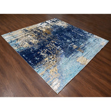 Load image into Gallery viewer, 9&#39;10&quot;x9&#39;10&quot; Aegean Blue with Beige, Mosaic Design, Wool and Silk, Hand Knotted, Square, Oriental Rug FWR60030