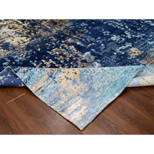 Load image into Gallery viewer, 9&#39;10&quot;x9&#39;10&quot; Aegean Blue with Beige, Mosaic Design, Wool and Silk, Hand Knotted, Square, Oriental Rug FWR60030