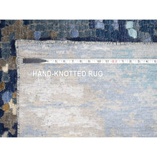 Load image into Gallery viewer, 9&#39;10&quot;x9&#39;10&quot; Aegean Blue with Beige, Mosaic Design, Wool and Silk, Hand Knotted, Square, Oriental Rug FWR60030