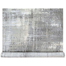 Load image into Gallery viewer, 10&#39;x13&#39;10&quot; Medium Gray, Abstract with Mosaic Design, Wool and Silk, Hand Knotted, Oriental Rug FWR60054