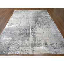 Load image into Gallery viewer, 10&#39;x13&#39;10&quot; Medium Gray, Abstract with Mosaic Design, Wool and Silk, Hand Knotted, Oriental Rug FWR60054