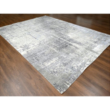 Load image into Gallery viewer, 10&#39;x13&#39;10&quot; Medium Gray, Abstract with Mosaic Design, Wool and Silk, Hand Knotted, Oriental Rug FWR60054