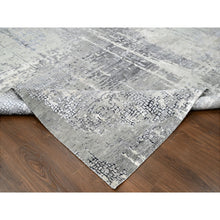 Load image into Gallery viewer, 10&#39;x13&#39;10&quot; Medium Gray, Abstract with Mosaic Design, Wool and Silk, Hand Knotted, Oriental Rug FWR60054