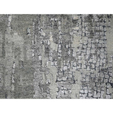 Load image into Gallery viewer, 10&#39;x13&#39;10&quot; Medium Gray, Abstract with Mosaic Design, Wool and Silk, Hand Knotted, Oriental Rug FWR60054