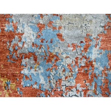 Load image into Gallery viewer, 4&#39;x5&#39;10&quot; Dark Coral with Coin Gray, Abstract with Fire Mosaic Design, Wool and Silk, Hand Knotted, Oriental Rug FWR60078