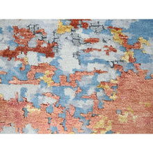 Load image into Gallery viewer, 12&#39;x12&#39; Burnt Orange with Cloud Gray, Abstract with Fire Mosaic Design, Wool and Silk, Hand Knotted, Square Oriental Rug FWR60084