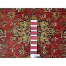 Load image into Gallery viewer, 5&#39;x6&#39;10&quot; Harvard Crimson Red, 100% Wool, Hand Knotted, Karajeh Design with Tribal Medallions, Oriental Rug FWR60120