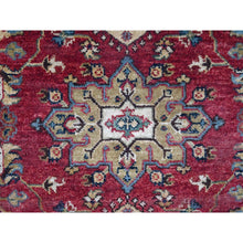 Load image into Gallery viewer, 5&#39;x6&#39;10&quot; Harvard Crimson Red, 100% Wool, Hand Knotted, Karajeh Design with Tribal Medallions, Oriental Rug FWR60120