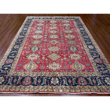 Load image into Gallery viewer, 10&#39;1&quot;x13&#39;10&quot; Falcons Red, Karajeh Design with Tribal Medallions, Soft Wool, Hand Knotted, Oriental Rug FWR60126