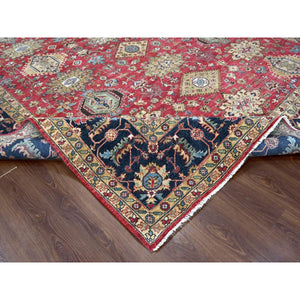 10'1"x13'10" Falcons Red, Karajeh Design with Tribal Medallions, Soft Wool, Hand Knotted, Oriental Rug FWR60126