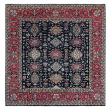 Load image into Gallery viewer, 10&#39;2&quot;x10&#39;2&quot; Power Black, Hand Knotted, Karajeh Design with All Over Pattern, Vegetable Dyes, Soft Pile, 100% Wool, Square, Oriental Rug FWR60138