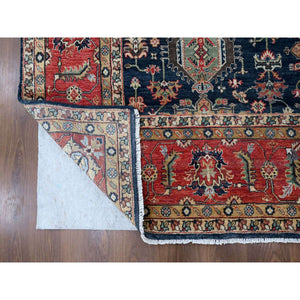 10'2"x10'2" Power Black, Hand Knotted, Karajeh Design with All Over Pattern, Vegetable Dyes, Soft Pile, 100% Wool, Square, Oriental Rug FWR60138