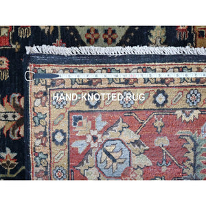 10'2"x10'2" Power Black, Hand Knotted, Karajeh Design with All Over Pattern, Vegetable Dyes, Soft Pile, 100% Wool, Square, Oriental Rug FWR60138