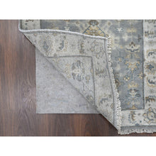 Load image into Gallery viewer, 2&#39;8&quot;x19&#39;8&quot; Metallic Gray, Karajeh and Geometric Design, Organic Wool, Hand Knotted, XL Runner, Oriental Rug FWR60150