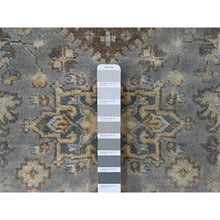 Load image into Gallery viewer, 2&#39;8&quot;x19&#39;8&quot; Metallic Gray, Karajeh and Geometric Design, Organic Wool, Hand Knotted, XL Runner, Oriental Rug FWR60150