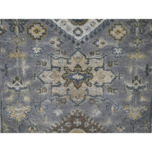 Load image into Gallery viewer, 2&#39;8&quot;x19&#39;8&quot; Metallic Gray, Karajeh and Geometric Design, Organic Wool, Hand Knotted, XL Runner, Oriental Rug FWR60150