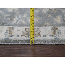 Load image into Gallery viewer, 2&#39;8&quot;x19&#39;8&quot; Metallic Gray, Karajeh and Geometric Design, Organic Wool, Hand Knotted, XL Runner, Oriental Rug FWR60150