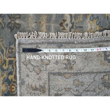 Load image into Gallery viewer, 2&#39;8&quot;x19&#39;8&quot; Metallic Gray, Karajeh and Geometric Design, Organic Wool, Hand Knotted, XL Runner, Oriental Rug FWR60150