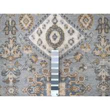 Load image into Gallery viewer, 9&#39;2&quot;x11&#39;8&quot; Gentle Gray, Organic Wool, Hand Knotted, Karajeh and Geometric Design, Oriental Rug FWR60162