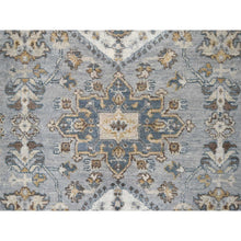 Load image into Gallery viewer, 9&#39;2&quot;x11&#39;8&quot; Gentle Gray, Organic Wool, Hand Knotted, Karajeh and Geometric Design, Oriental Rug FWR60162