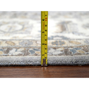 9'2"x11'8" Gentle Gray, Organic Wool, Hand Knotted, Karajeh and Geometric Design, Oriental Rug FWR60162