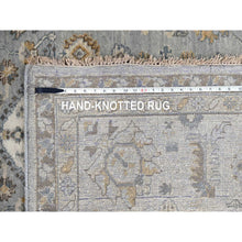 Load image into Gallery viewer, 9&#39;2&quot;x11&#39;8&quot; Gentle Gray, Organic Wool, Hand Knotted, Karajeh and Geometric Design, Oriental Rug FWR60162