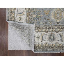 Load image into Gallery viewer, 12&#39;2&quot;x15&#39; Metallic Gray, Hand Knotted, Karajeh and Geometric Design, Organic Wool, Oversized, Oriental Rug FWR60180