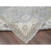 Load image into Gallery viewer, 12&#39;2&quot;x15&#39; Metallic Gray, Hand Knotted, Karajeh and Geometric Design, Organic Wool, Oversized, Oriental Rug FWR60180