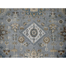 Load image into Gallery viewer, 12&#39;2&quot;x15&#39; Metallic Gray, Hand Knotted, Karajeh and Geometric Design, Organic Wool, Oversized, Oriental Rug FWR60180