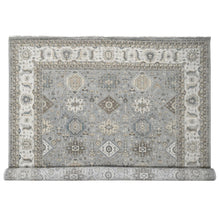 Load image into Gallery viewer, 12&#39;x14&#39;10&quot; Gentle Gray, 100% Wool, Karajeh and Geometric Design, Hand Knotted, Oversized, Oriental Rug FWR60192