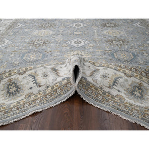 12'x14'10" Gentle Gray, 100% Wool, Karajeh and Geometric Design, Hand Knotted, Oversized, Oriental Rug FWR60192