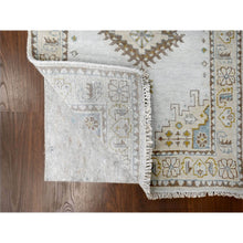 Load image into Gallery viewer, 2&#39;9&quot;x18&#39; White Gray, Organic Wool, Hand Knotted, Persian Village Inspired, Geometric Elements Design, Natural Dyes, Denser Weave, XL Runner, Oriental Rug FWR60234