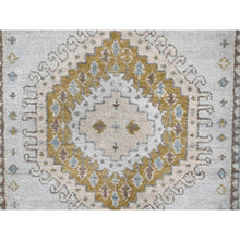 Load image into Gallery viewer, 2&#39;9&quot;x18&#39; White Gray, Organic Wool, Hand Knotted, Persian Village Inspired, Geometric Elements Design, Natural Dyes, Denser Weave, XL Runner, Oriental Rug FWR60234