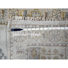 Load image into Gallery viewer, 2&#39;9&quot;x18&#39; White Gray, Organic Wool, Hand Knotted, Persian Village Inspired, Geometric Elements Design, Natural Dyes, Denser Weave, XL Runner, Oriental Rug FWR60234