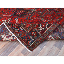 Load image into Gallery viewer, 9&#39;3&quot;x11&#39;8&quot; Watermelon Red, Cleaned, Semi Antique Heriz Persian Design and Geometric Medallions, Great Condition Vibrant Wool, Sides and Ends Professionally Secured, Cropped Thin, Evenly Worn Oriental Rug Sh105 FWR630