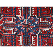 Load image into Gallery viewer, 9&#39;3&quot;x11&#39;8&quot; Watermelon Red, Cleaned, Semi Antique Heriz Persian Design and Geometric Medallions, Great Condition Vibrant Wool, Sides and Ends Professionally Secured, Cropped Thin, Evenly Worn Oriental Rug Sh105 FWR630