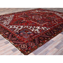 Load image into Gallery viewer, 8&#39;7&#39;x11&#39;1&quot; Cherry Red, Tribal Village Nomad Art With Large Geometric Motif, Vibrant Wool, Hand Knotted, Ends And Sides Secured Professionally, Cleaned, Mint Condition, Persian Vintage Oriental Rug Sh111 FWR666