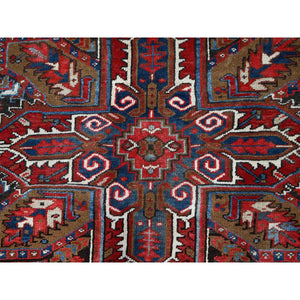 8'2"x10'10" Tomato Tango Red, Centre Geometric Medallion, Evenly Worn, Cleaned, Good Condition, Hand Knotted, All Wool, Cropped Thin, Sides And Ends Secured Professionally, Oriental Rug Sh116 FWR696