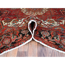 Load image into Gallery viewer, 7&#39;10&quot;x10&#39;7&quot; Prismatic Legacy Red, Centre Geometric Element, Sides Secured Professionally, Cleaned, Sheared Low Organic Wool, Good Condition, Vintage Oriental Rug Sh118 FWR708