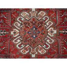 Load image into Gallery viewer, 7&#39;10&quot;x10&#39;7&quot; Prismatic Legacy Red, Centre Geometric Element, Sides Secured Professionally, Cleaned, Sheared Low Organic Wool, Good Condition, Vintage Oriental Rug Sh118 FWR708