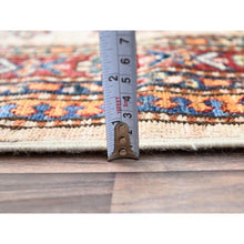 Load image into Gallery viewer, 2&#39;8&quot;x35&#39;3&quot; Pistachio Shell Beige, Multiple Border, Organic Wool Densely Woven Colorful Geometric Medallions Afghan Super Kazak Natural Dyes Hand Knotted XXL Oriental Runner Rug Sh125 FWR750