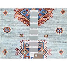 Load image into Gallery viewer, 2&#39;11&quot;x22&#39;7&quot; Puritan Gray, Denser Weave, Oversized, Smooth And Shiny Wool, Colorful Tribal Elements All Over, Natural Dyes, Afghan Hand Knotted Super Kazak Oriental Runner Rug Sh126 FWR756