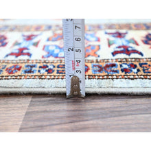 Load image into Gallery viewer, 2&#39;11&quot;x22&#39;7&quot; Puritan Gray, Denser Weave, Oversized, Smooth And Shiny Wool, Colorful Tribal Elements All Over, Natural Dyes, Afghan Hand Knotted Super Kazak Oriental Runner Rug Sh126 FWR756