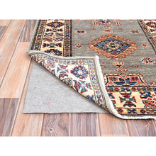 Load image into Gallery viewer, 2&#39;8&quot;x15&#39;5&quot; Frost Gray, Afghan Super Kazak 100% Wool Densely Woven Hand Knotted Tribal And Geometric Medallions Design Vegetable Dyes Oriental Runner Rug Sh127 FWR762