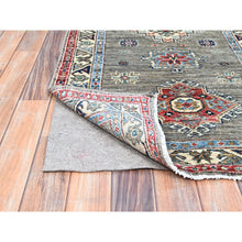 Load image into Gallery viewer, 2&#39;9&quot;x13&#39;1&quot; Battleship Gray, 100% Wool Denser Weave Medallions All Over Hand Knotted Super Kazak Natural Dyes Oversized Oriental Runner Rug Sh128 FWR768