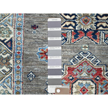 Load image into Gallery viewer, 2&#39;9&quot;x13&#39;1&quot; Battleship Gray, 100% Wool Denser Weave Medallions All Over Hand Knotted Super Kazak Natural Dyes Oversized Oriental Runner Rug Sh128 FWR768